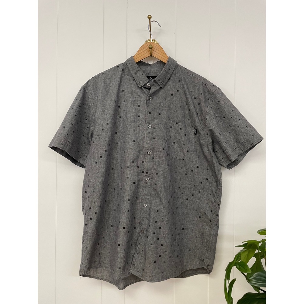 Molokai Surf Co Mens XL Gray Geometric Short Sleeve Button Down Shirt